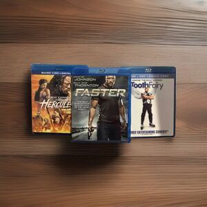 Dwayne "The Rock" Johnson 3 Movie Blu-ray Lot Hercules Faster Tooth Fairy Action
